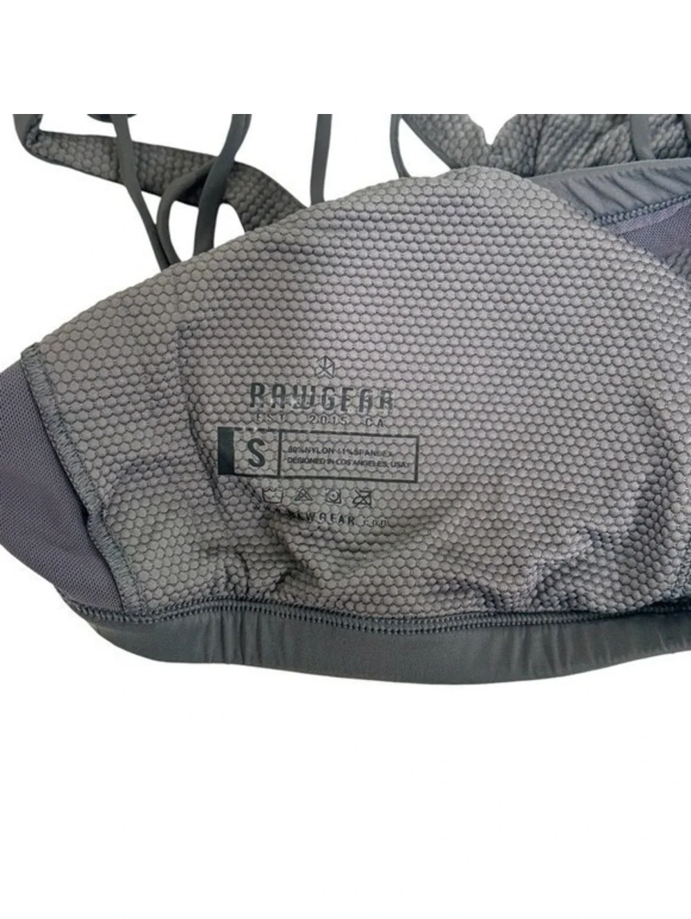 RAWGEAR Womens Medium Grey Strappy Back Sports Bra Workout Fitness Size S